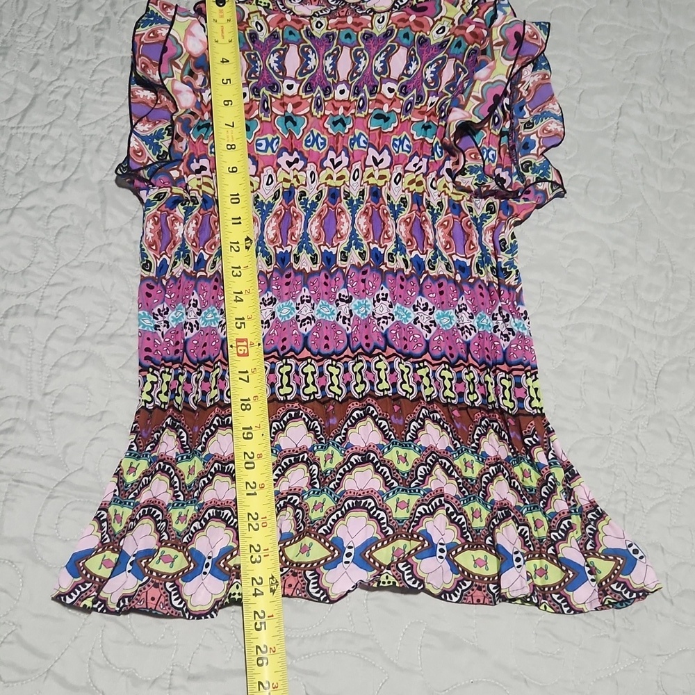MY COLLECTION Women's Colorful Patterned Ruffle Top Size L. - Picture 9 of 9